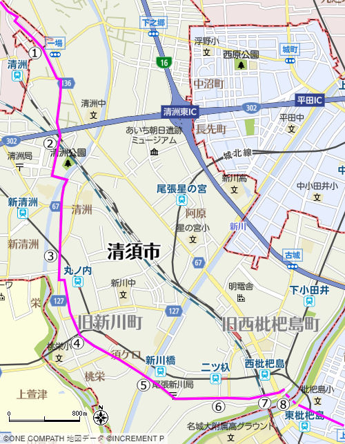 地図：清須市内の美濃路