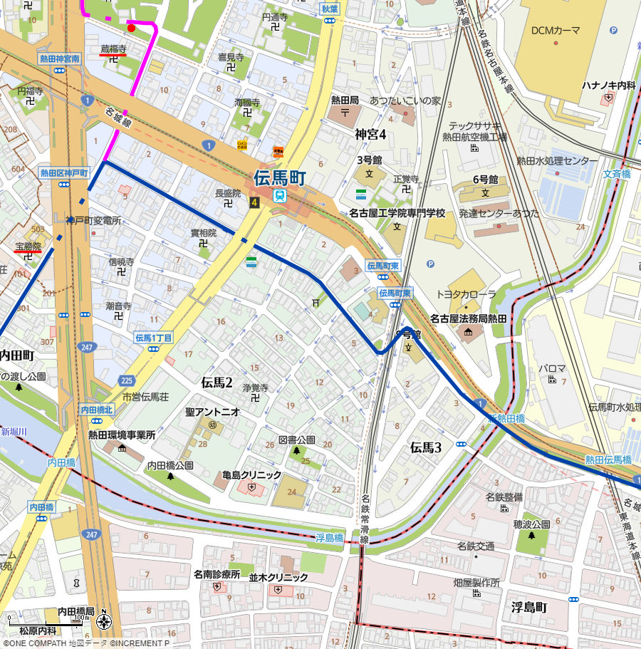 地図：美濃路の追分から江戸に向かう東海道