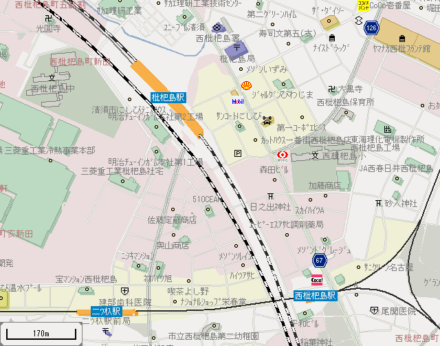 枇杷島駅付近の地図